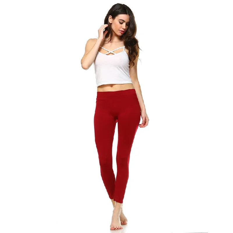 Easy Comfort Style White Mark Women's Red Super-stretch Solid Leggings
