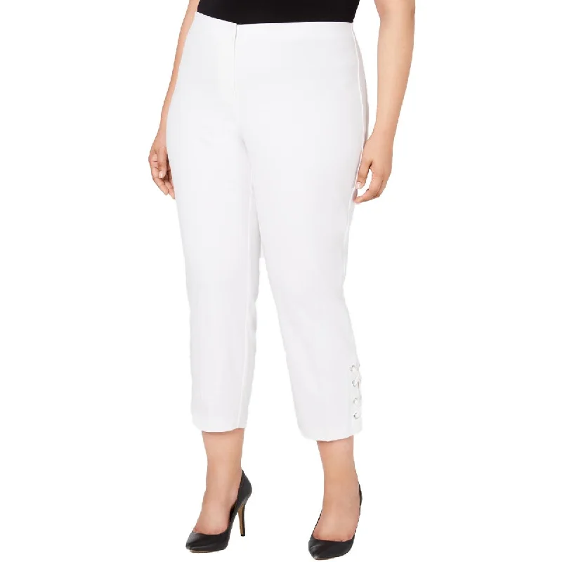 Effortless Dressing Alfani Womens Plus Lace-Up Slim Leg Ankle Pants