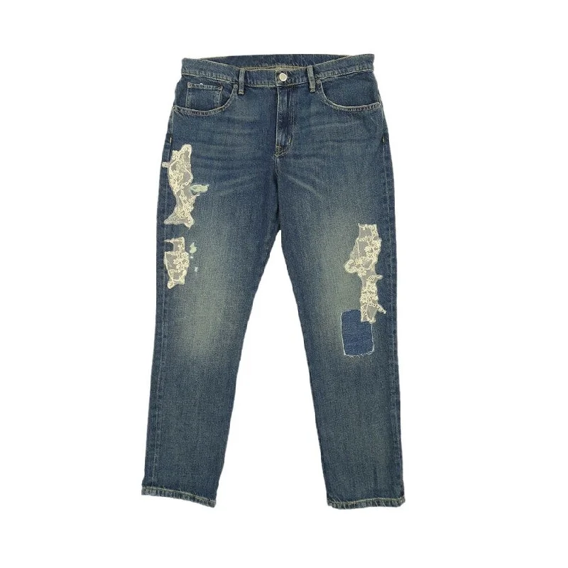 Relaxed Dresses Lauren Ralph Lauren Women's Lace Patchwork Tapered Jeans (16, Indigo)
