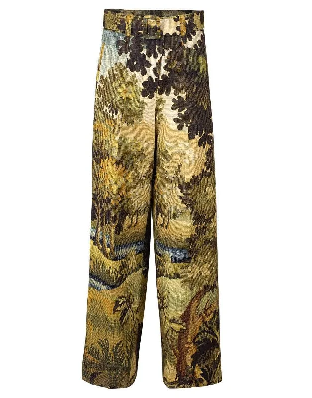 Casual Chic Wear Printed Full Leg Belted Trouser
