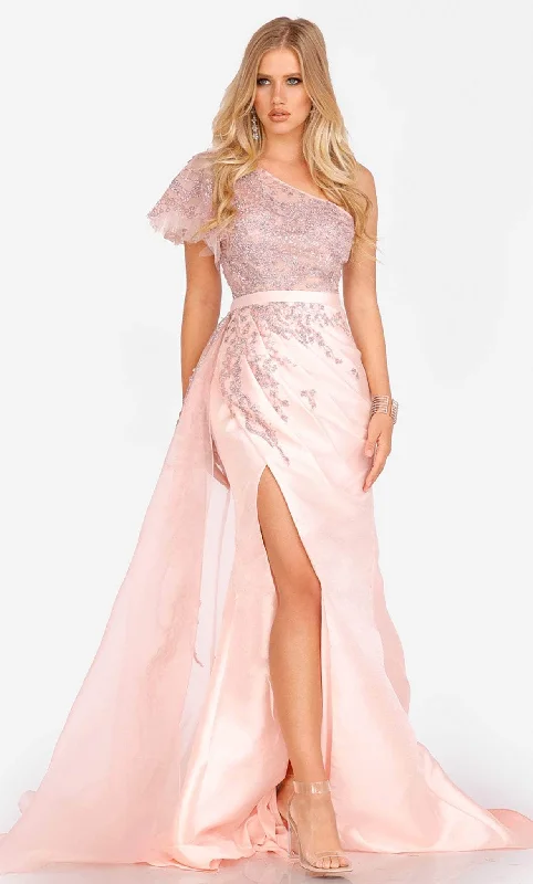 Easygoing Fashion Terani Couture 231E0517 - Asymmetric Prom Gown With Overlay