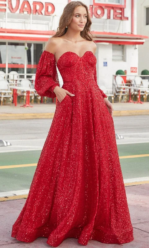 Relaxed Fashion Amarra 88526 - Strapless Sweetheart Mini Sequined Dress