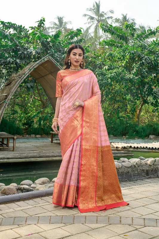 Cozy Dress Women's Light Purple Woven Kanchipuram Silk Saree With Blouse (Saree Blouse Without stitch) - Aastha Fashion Cozy Dress Women's Light Purple Woven Kanchipuram Silk Saree With Blouse (Saree Blouse Without stitch) - Aastha Fashion