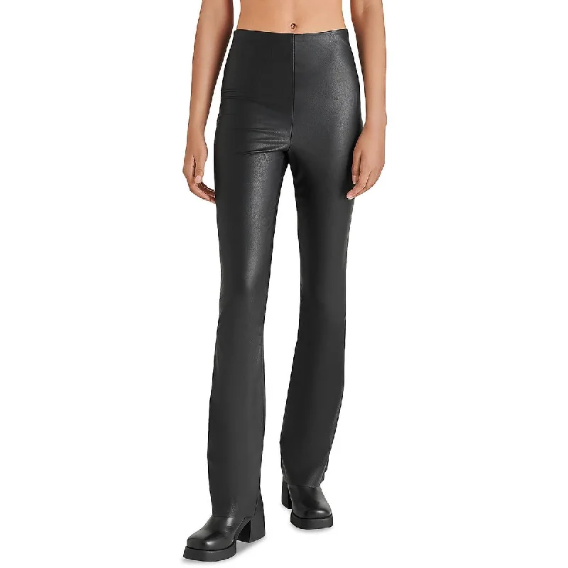 Everyday Style Steve Madden Womens Citrine Faux Leather Mid-Rise Flared Pants