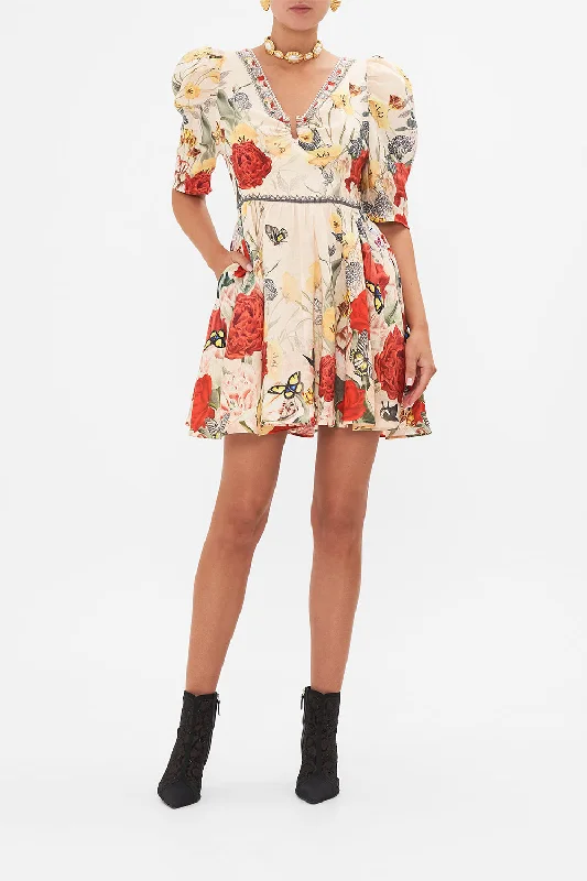 Cozy Knits PUFF SLEEVE SHORT DRESS WITH HARDWARE ETCHED INTO ETERNITY