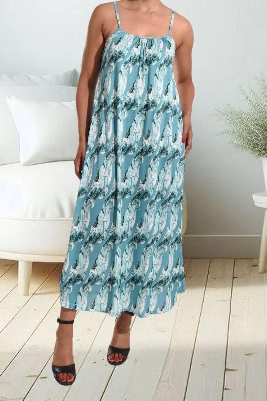 Smart Comfort Wear Two Tone Printed Strappy Maxi Dress