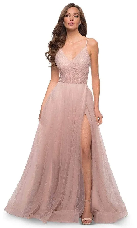 All-Day Wear La Femme - Ruched V-Neck Prom Gown 29076SC