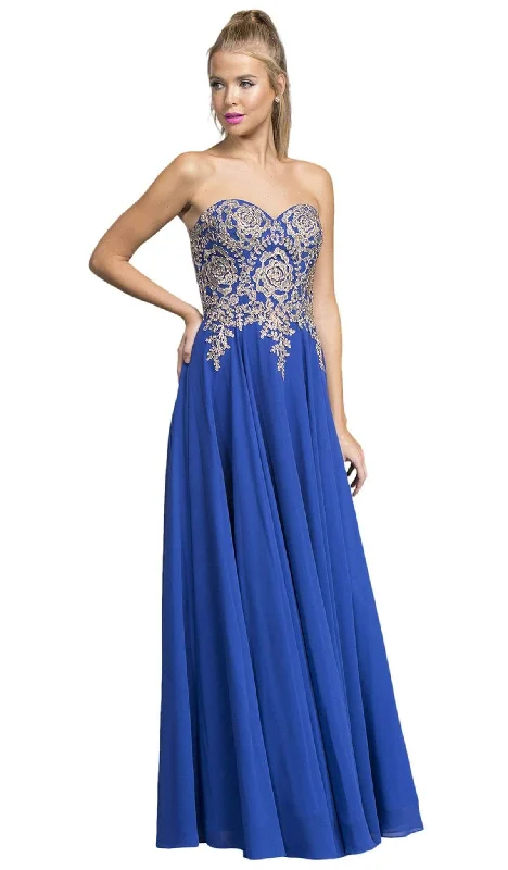Relaxed Fashion Aspeed Design - Strapless Applique Sweetheart Prom Dress
