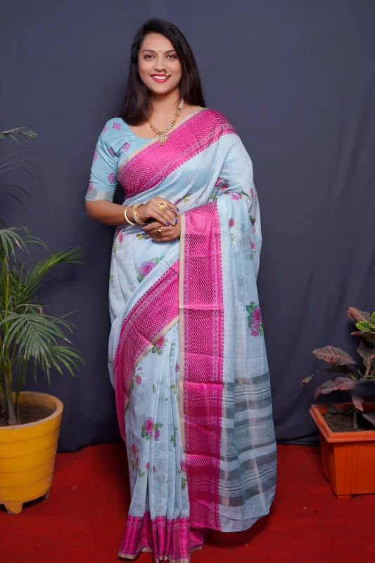 Urban Chic Women's Pink Woven Linen Silk Saree With Blouse (Saree Blouse Without stitch) - Aastha Fashion Urban Chic Women's Pink Woven Linen Silk Saree With Blouse (Saree Blouse Without stitch) - Aastha Fashion