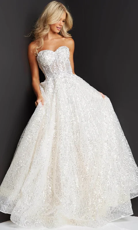 Relaxed Tops JVN by Jovani - JVN08417 Strapless Embellished A-Line Dress