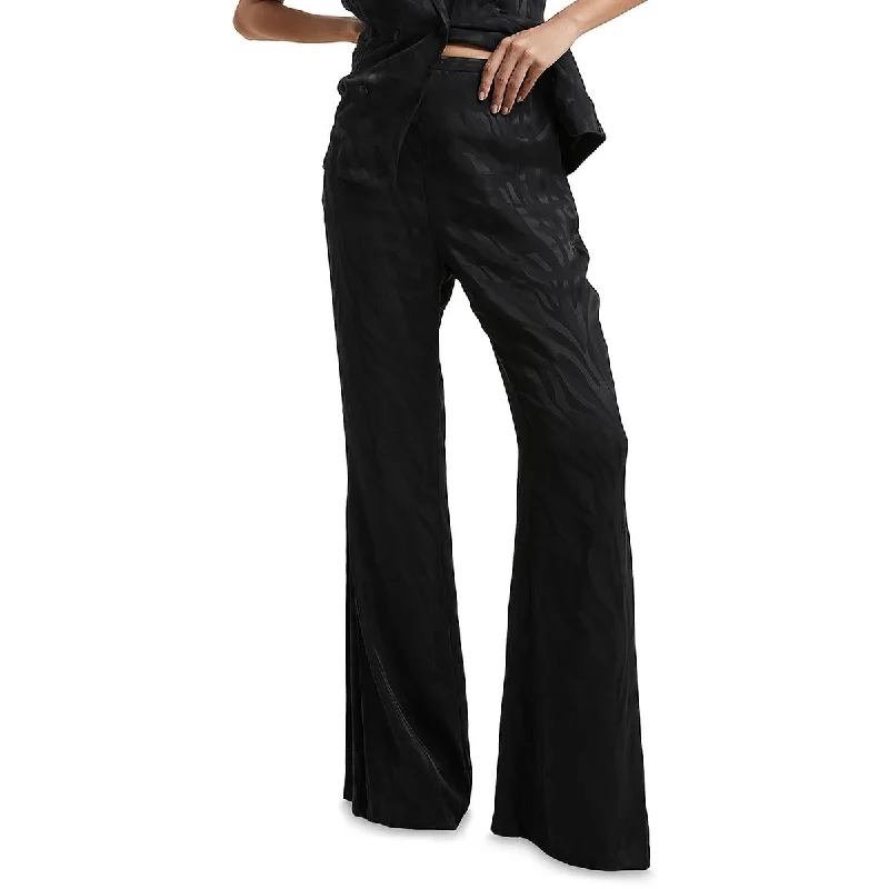 Casual Comfort French Connection Womens Ara Satin Animal Print Wide Leg Pants