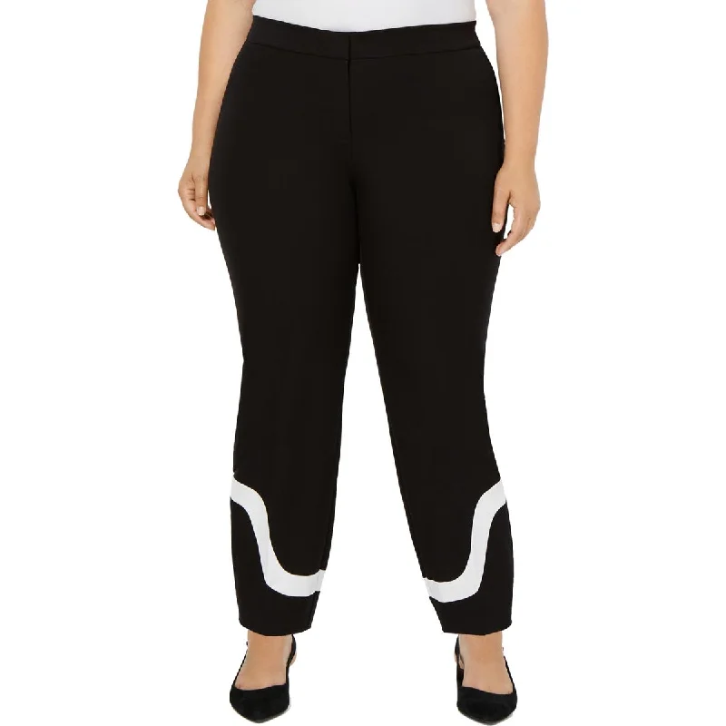 Comfortable Dresses Alfani Womens Plus Ponte Colorblock Ankle Pants