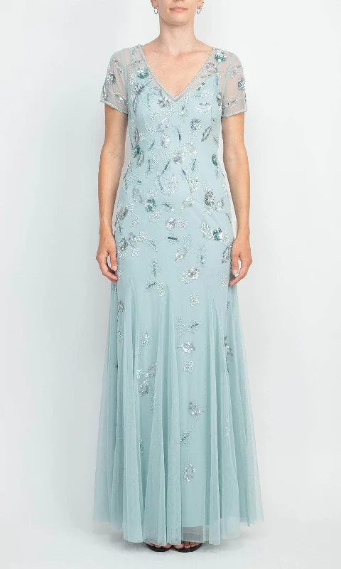 Casual Fit Adrianna Papell AP1E209044 - Short Sleeve Sequin Formal Gown
