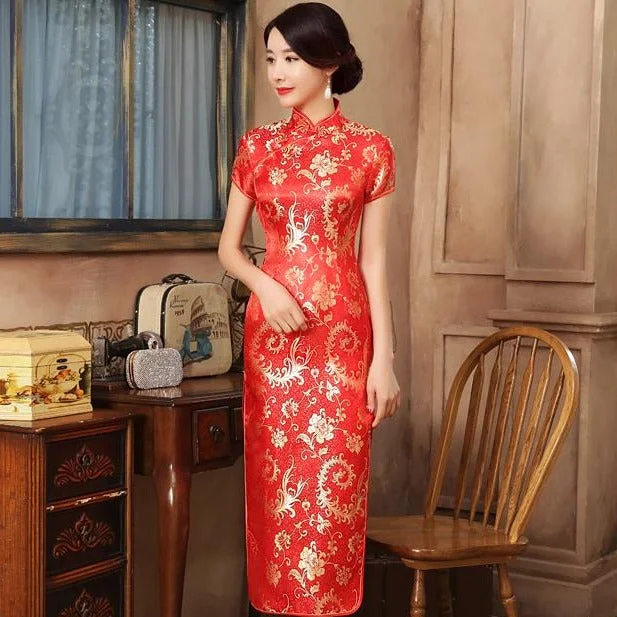 Comfortable Looks Paisley Pattern Brocade Traditional Cheongsam Chinese Wedding Dress