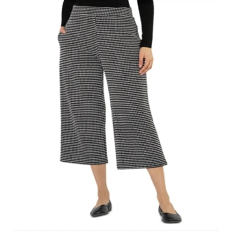 Effortless Elegance Leota Women's Judy Grid Print Culotte Pants Black Size L