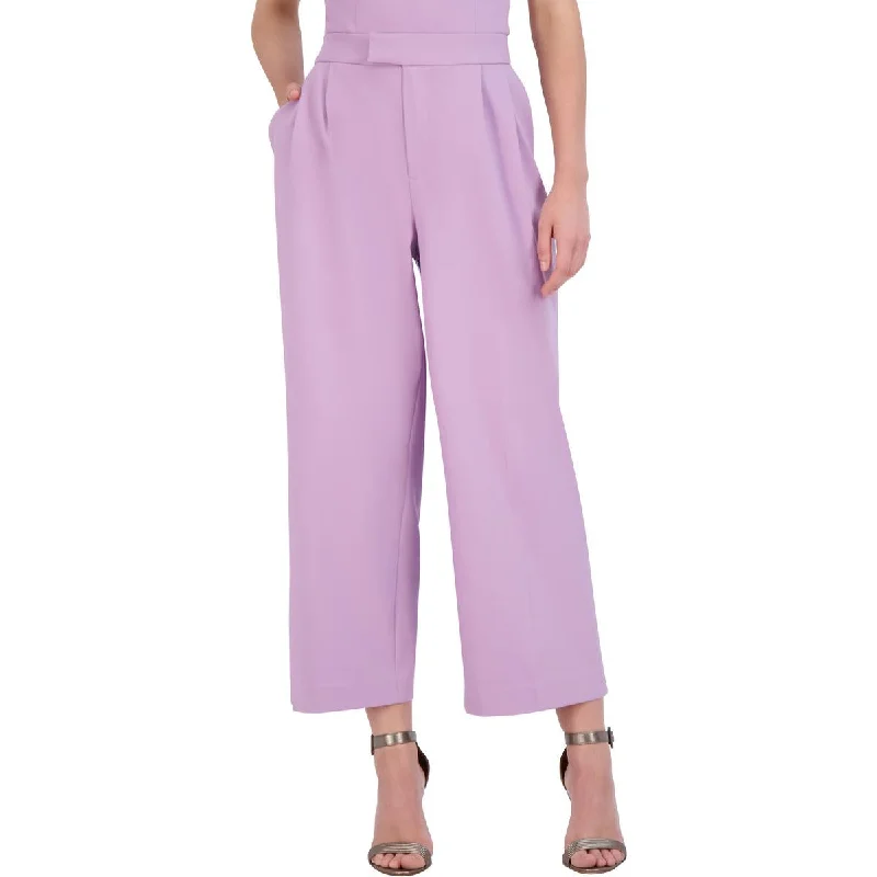 Elegant Fit BCBGMAXAZRIA Womens Cotton Blend Pleated Cropped Pants