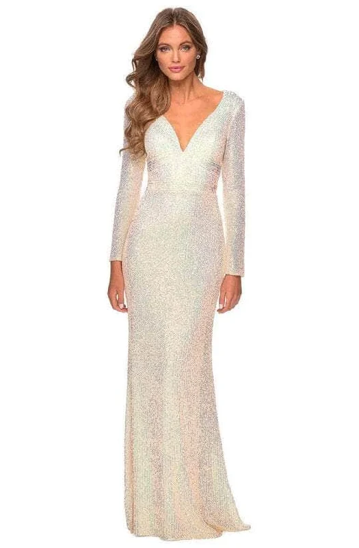 Comfy Chic Wear La Femme - Sequined Long Sleeve Prom Dress 28743SC - 1 pc Champagne In Size 6 Available Comfy Chic Wear La Femme - Sequined Long Sleeve Prom Dress 28743SC - 1 pc Champagne In Size 6 Available