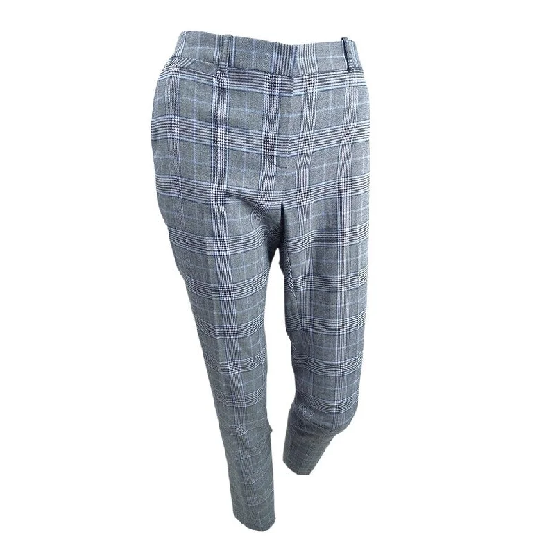 Chic Comfort Tommy Hilfiger Women's Plaid Slim Fit Dress Pants (0, Grey/Blue Multi)