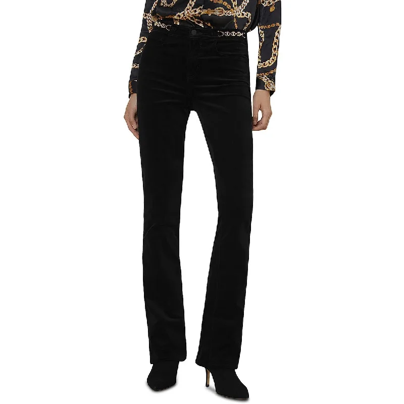 Layered Style L'Agence Womens Stevie Velvet High-Rise Straight Leg Pants
