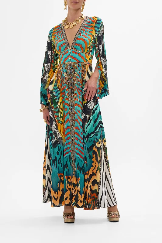 Comfortable Fashion KIMONO SLEEVE DRESS WITH SHIRRING DETAIL DESERT VISIONS