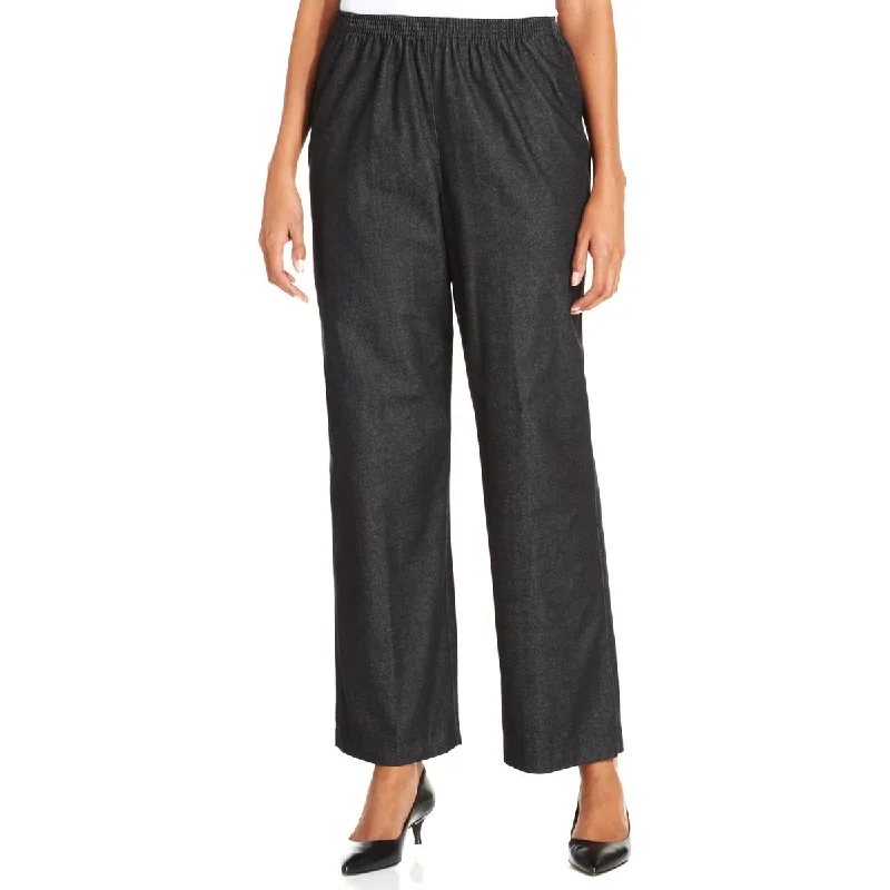Cozy Shirts Alfred Dunner Womens Petites Comfort Waist Pull On Straight Leg Pants