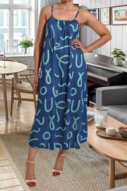 Relaxed Fashion Green Printed Strappy Maxi Dress