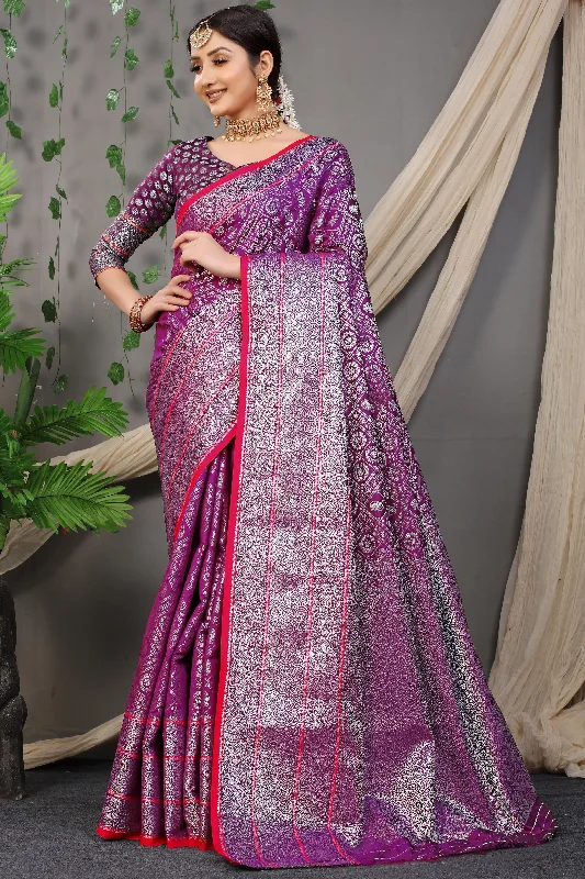 Everyday Comfort Women's Wine Woven Kanchipuram Silk Saree With Blouse (Saree Blouse Without stitch) - Aastha Fashion Everyday Comfort Women's Wine Woven Kanchipuram Silk Saree With Blouse (Saree Blouse Without stitch) - Aastha Fashion
