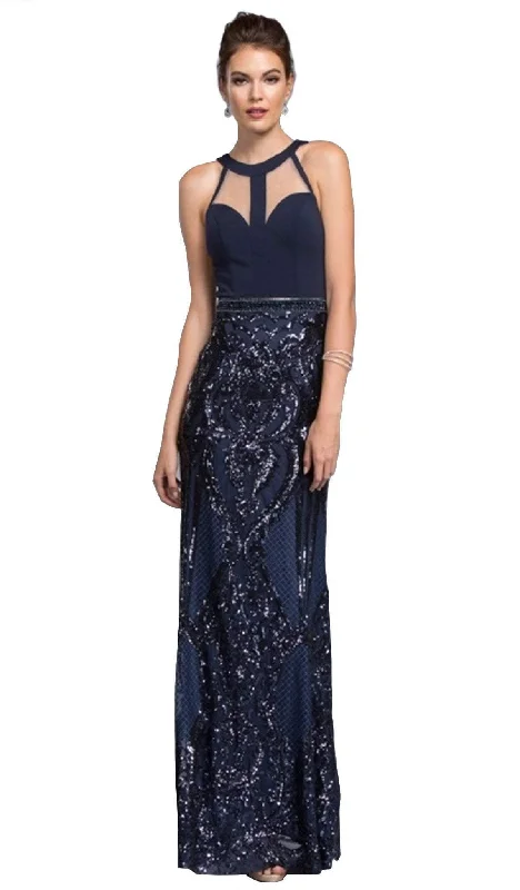 Versatile Style Aspeed Design - Sequined Halter Sheath Prom Dress
