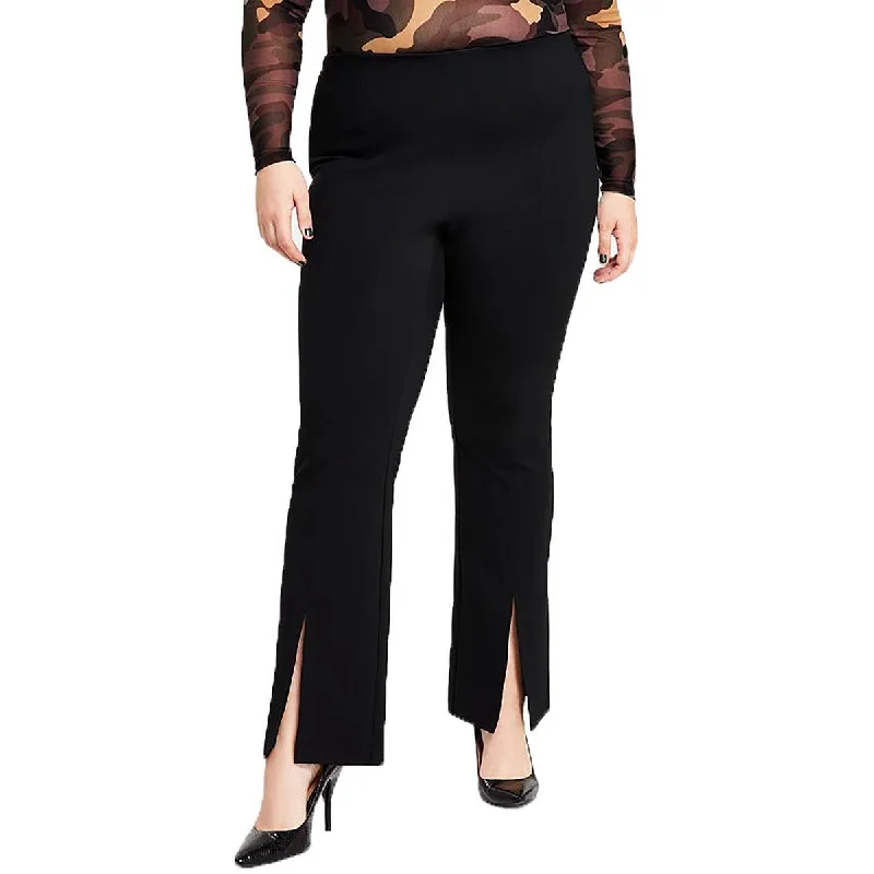Soft Textures Bar III Womens Plus Ankle Slit High Rise Wide Leg Pants
