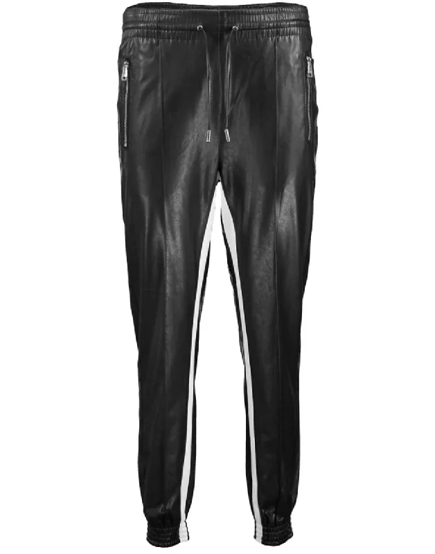 Cozy Outerwear Black Inner Stripe Eco Leather Jogger