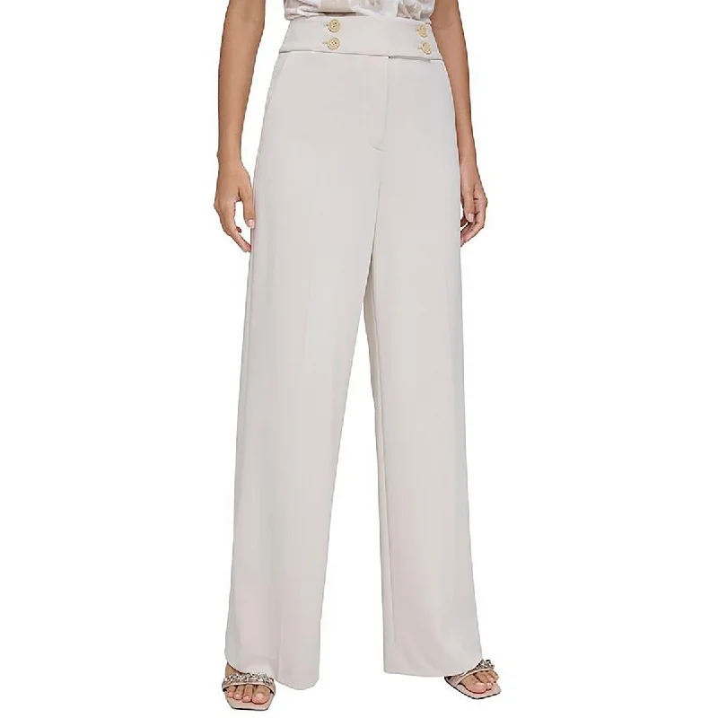 Cozy Dress Calvin Klein Womens Pocketed High Rise Wide Leg Pants