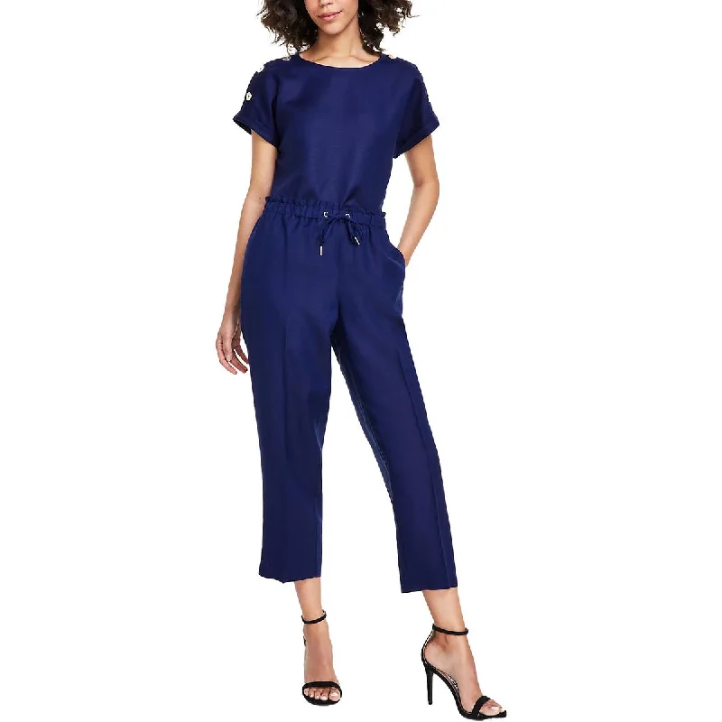 Chic Comfort Anne Klein Womens Mid Rise Drawstring Wide Leg Pants
