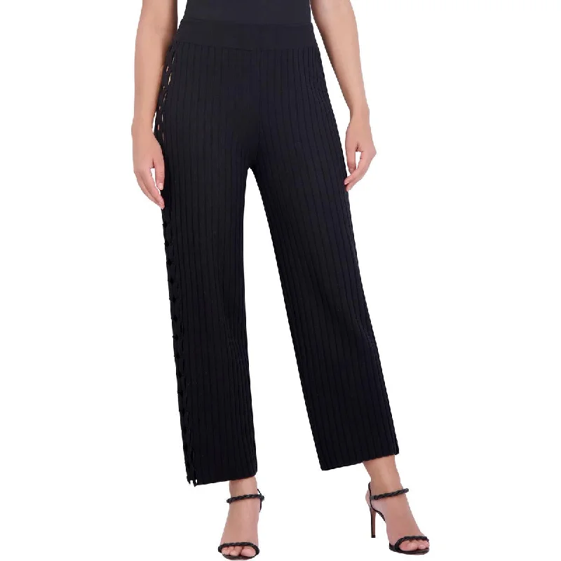 Cozy Fitting BCBGMAXAZRIA Womens Knit Cut-out Cropped Pants