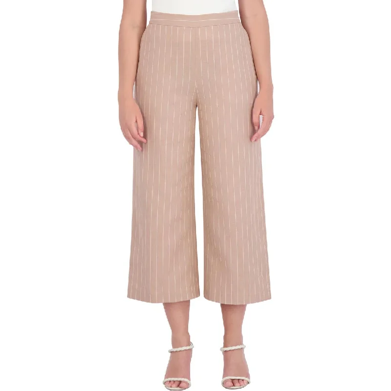 Soft Knitwear BCBGMAXAZRIA Womens Linen Blend Pinstripe Wide Leg Pants