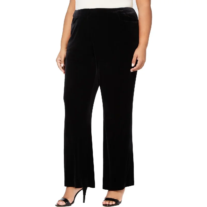 Soft Style Calvin Klein Womens Plus Velvet Pocket Wide Leg Pants