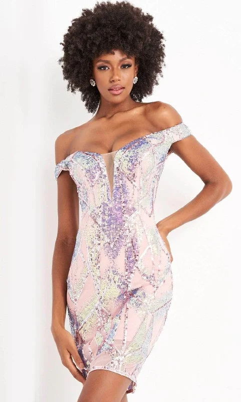 Cozy Dress Jovani - Off Shoulder Iridescent Sequin Dress 05101SC - 1 pc Pink In Size 4 Available Cozy Dress Jovani - Off Shoulder Iridescent Sequin Dress 05101SC - 1 pc Pink In Size 4 Available