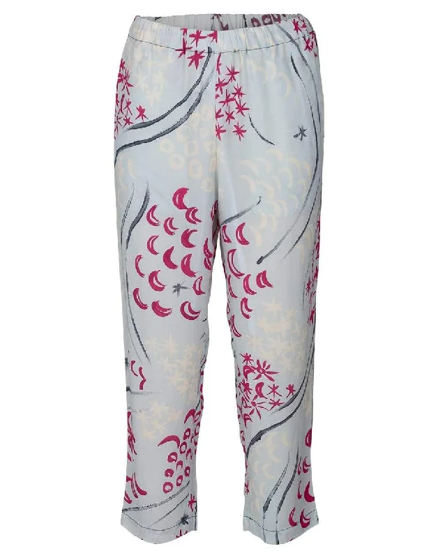 Easy Style Printed Cropped Elastic Waist Pant