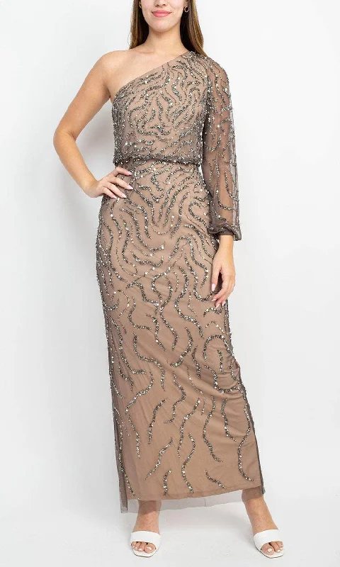 Stylish Jackets Adrianna Papell AP1E208694 - Beaded One Shoulder Evening Dress