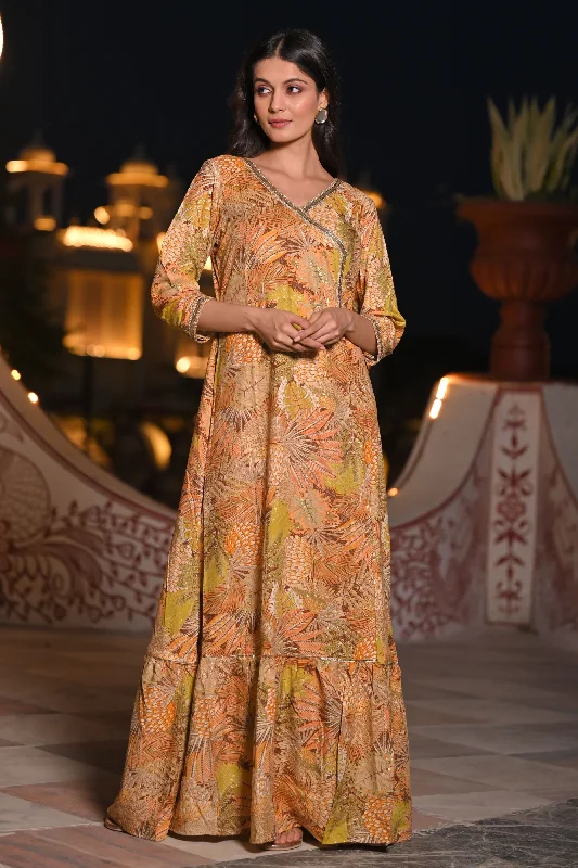 Versatile Casuals Golden Essence Foiled Rayon Dress