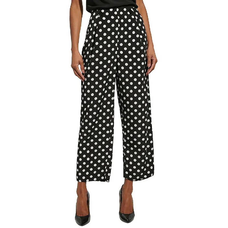 Weekend Comfort Wear Karl Lagerfeld Paris Womens Polka Dot Side Zip Wide Leg Pants