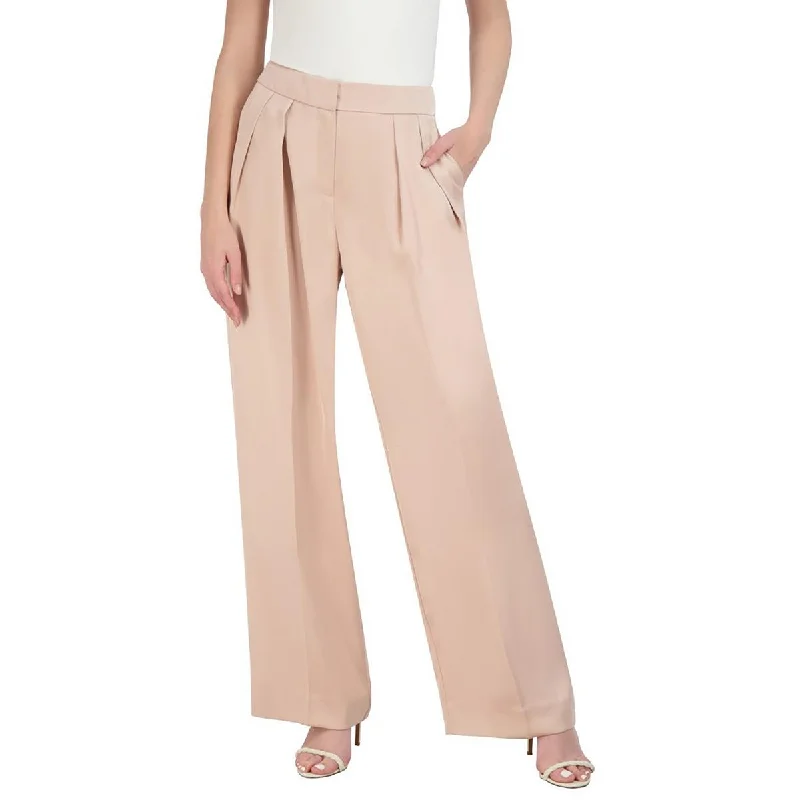 Classic Comfort BCBGMAXAZRIA Womens Pleated Double Weave Wide Leg Pants