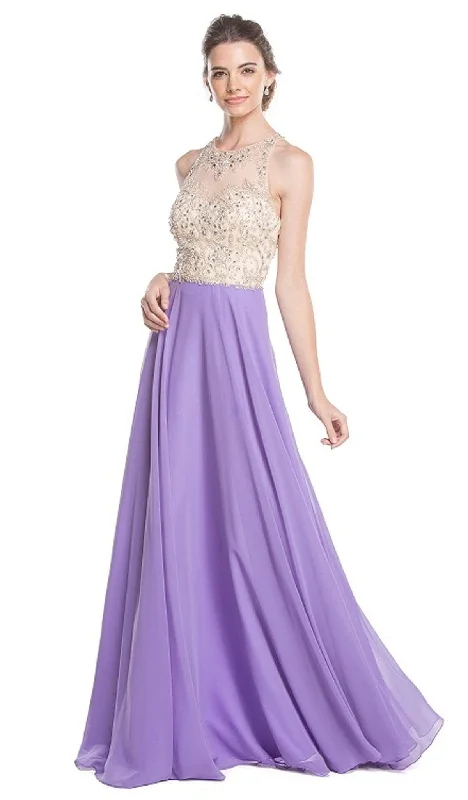 Versatile Outfits Aspeed Design - Embellished Sheet Halter A-line Prom Dress