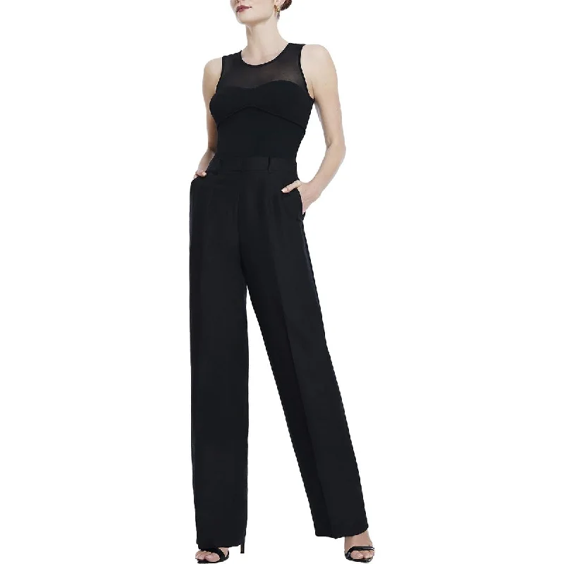 Simple Chic BCBGMAXAZRIA Womens Linen Blend Solid Straight Leg Pants