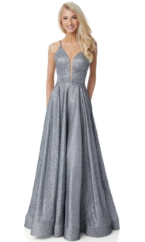Modern Chic Blush by Alexia Designs - 20345 Shimmering Two Toned Woven Long Gown