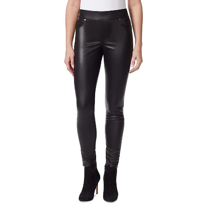Easy Chic Gloria Vanderbilt Womens Avery Faux Leather Slim Skinny Pants