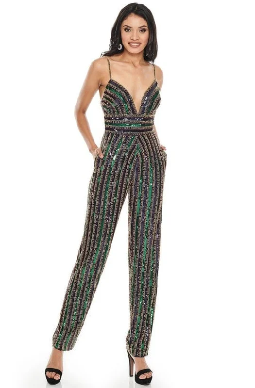 Comfortable Sweaters Rachel Allan - Beaded Formal Jumpsuit 7028 - 1 pc Navy Gold Multi In Size 00 Available