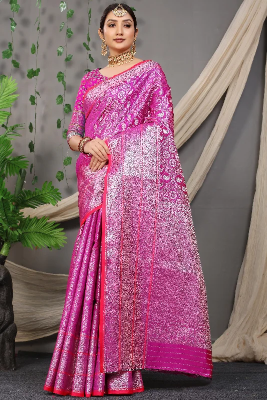 Urban Comfort Women's Pink Woven Kanchipuram Silk Saree With Blouse (Saree Blouse Without stitch) - Aastha Fashion Urban Comfort Women's Pink Woven Kanchipuram Silk Saree With Blouse (Saree Blouse Without stitch) - Aastha Fashion