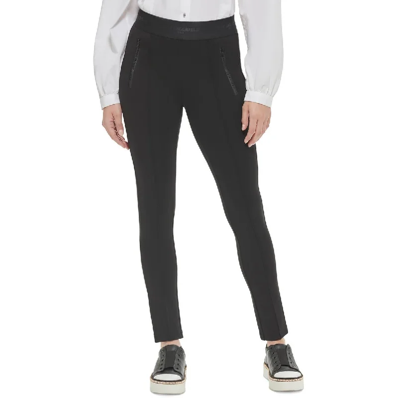 Effortless Looks Karl Lagerfeld Paris Womens Logo Zip Detail Skinny Pants
