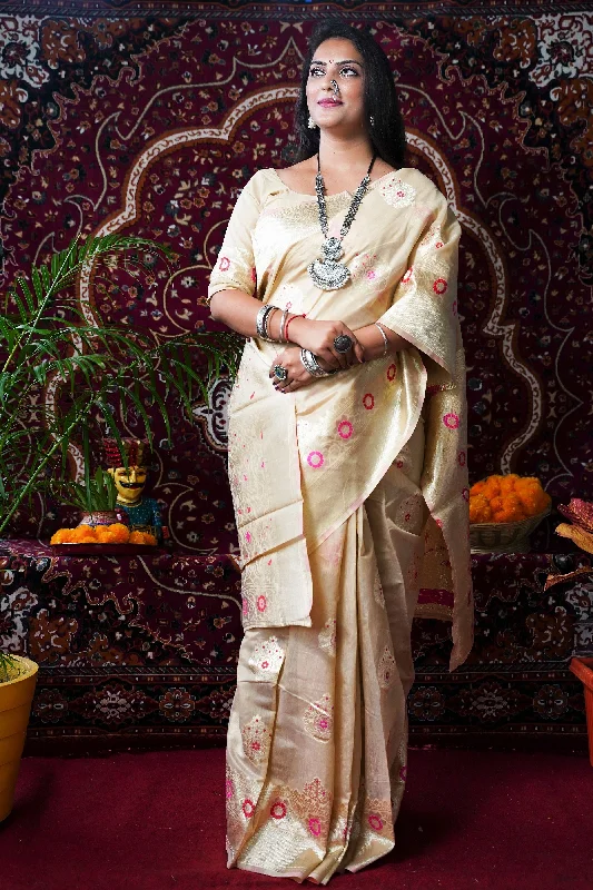 Cozy Shirts Women's Beige Woven Soft Linen Silk Saree With Blouse (Saree Blouse Without stitch) - Aastha Fashion Cozy Shirts Women's Beige Woven Soft Linen Silk Saree With Blouse (Saree Blouse Without stitch) - Aastha Fashion