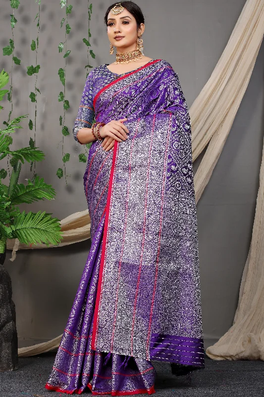 Relaxed Dresses Women's Purple Woven Kanchipuram Silk Saree With Blouse (Saree Blouse Without stitch) - Aastha Fashion Relaxed Dresses Women's Purple Woven Kanchipuram Silk Saree With Blouse (Saree Blouse Without stitch) - Aastha Fashion
